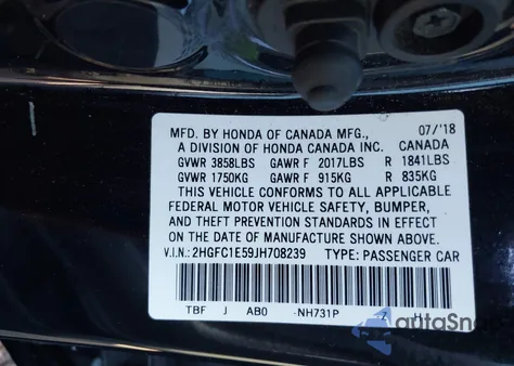 2018 Honda Civic Si from USA, damaged, VIN 2HGFC1E59JH708239